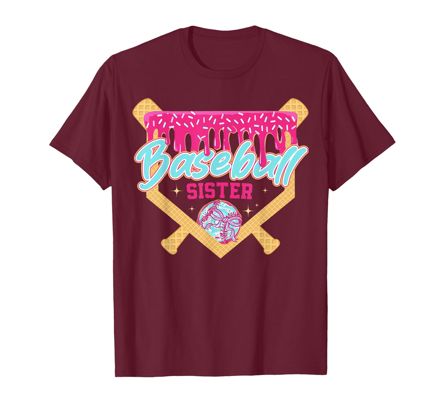 Baseball Sister Drip Ice Cream Baseball Game Day T-Shirt
