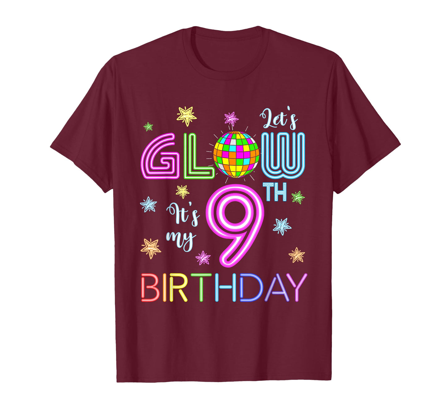 Lets Crazy It's My 9th Birthday Glowing 80s 9 Year Old T-Shirt