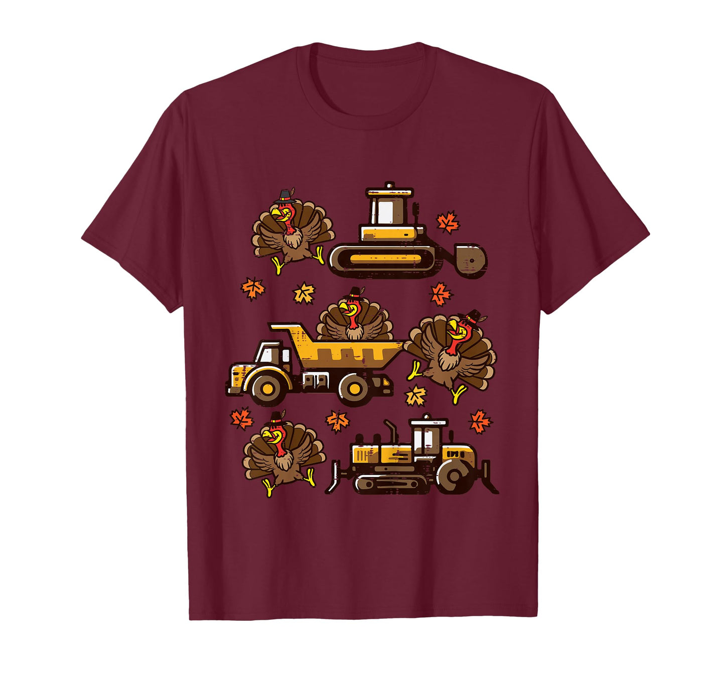 Kids Thanksgiving Construction Trucks Fall Toddler Boys Kid Youth T-Shirt