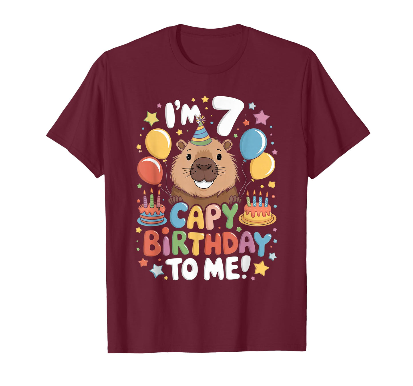 I'm 7 Year Old Capy Birthday To Me 7th Birthday Capybara T-Shirt