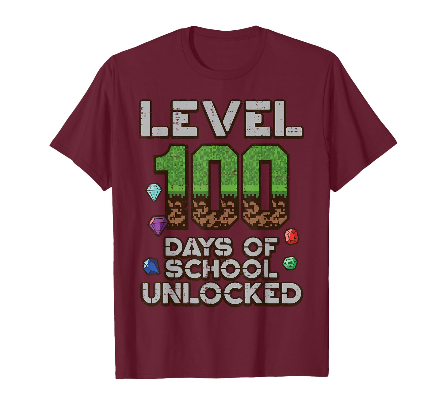 Level 100 Days of School Unlocked Pixel Gamer 100th Day Kid T-Shirt