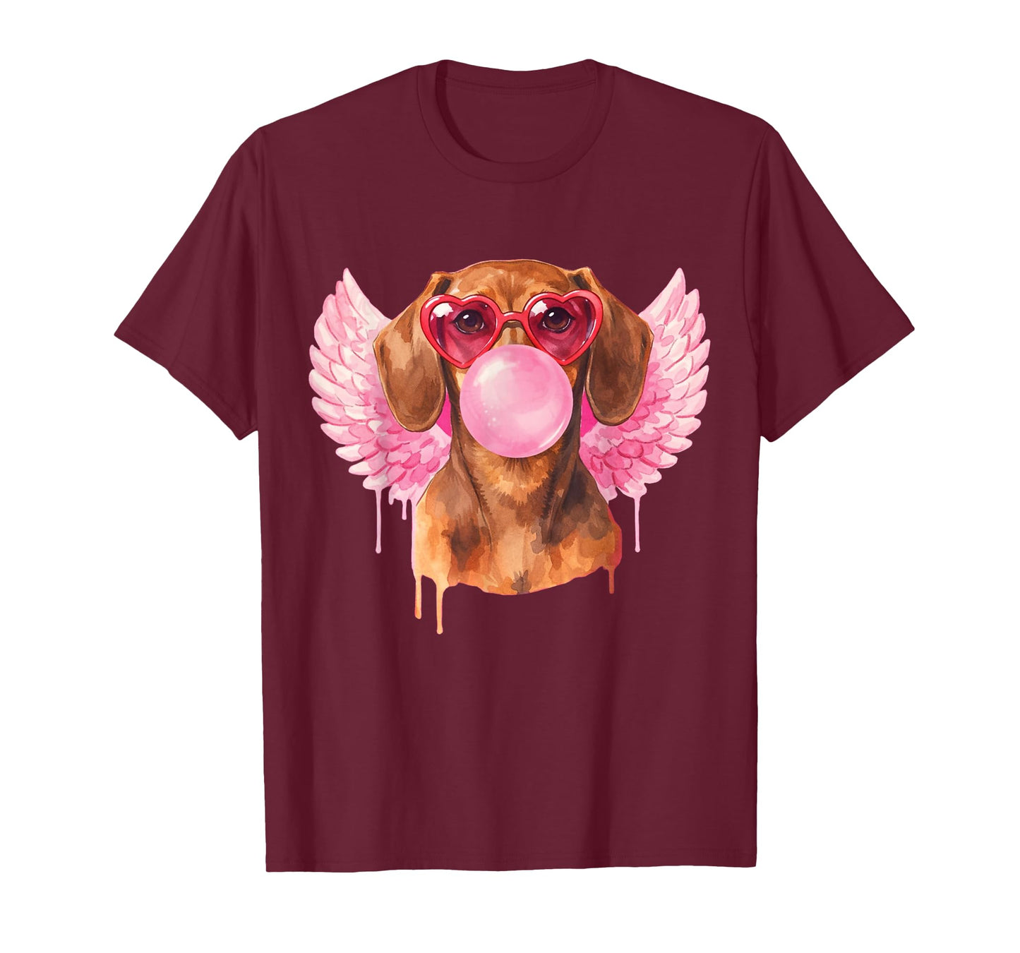 Retro Cupid Valentine Dog Love Hearts Cute Dachshund T-Shirt