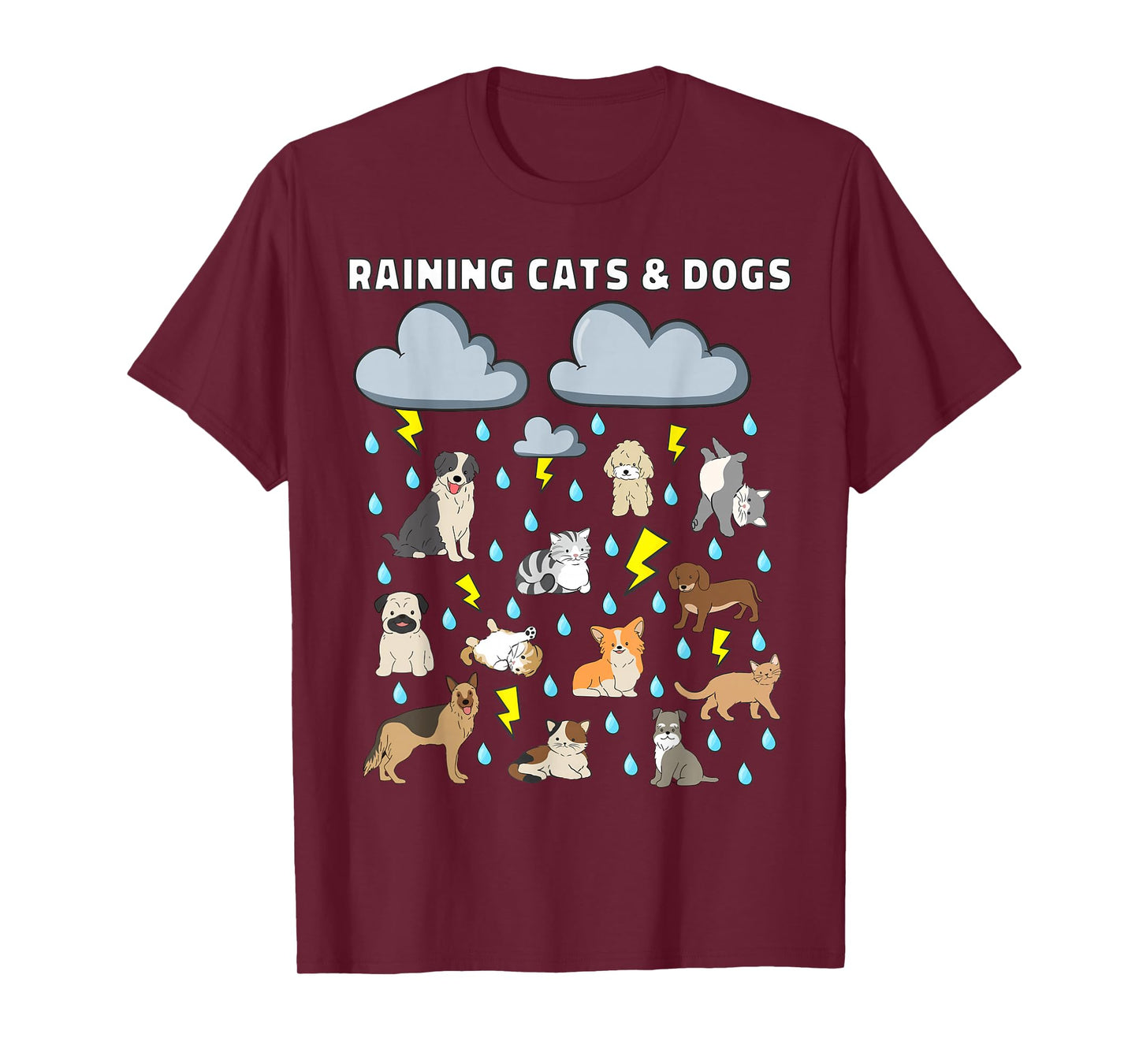 Funny English Idiom Raining Cats and Dogs Puppies Kitten T-Shirt