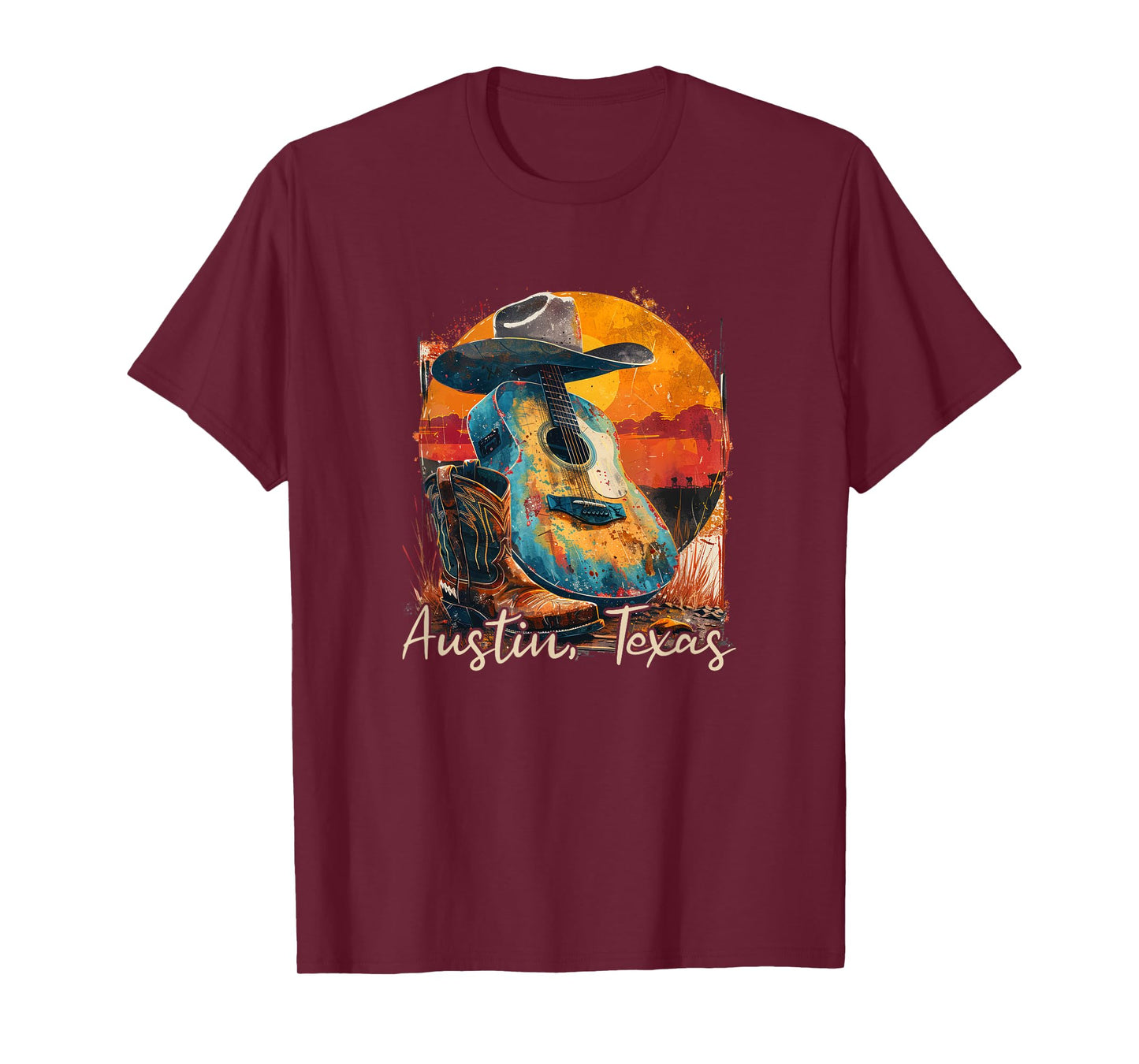 Austin Texas TX | Guitar musician cowboy T-Shirt
