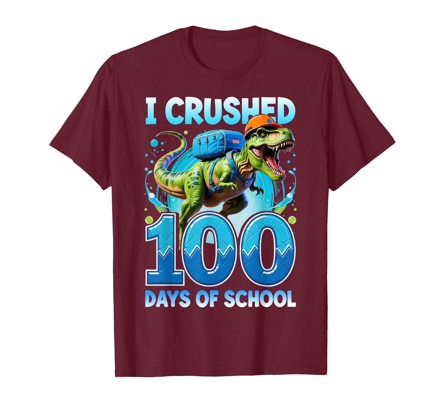 I Crushed 100 Days of School Boys Kids Dinosaur Trex Costume T-Shirt