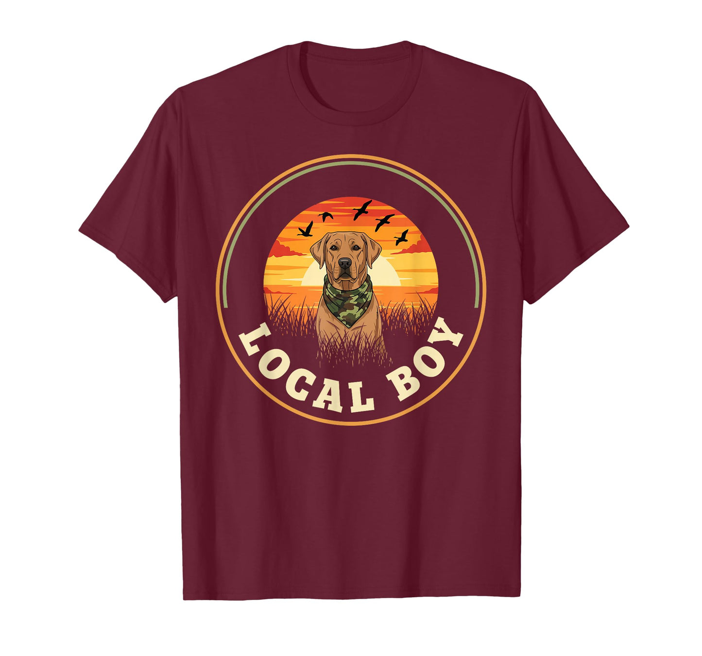 Local Boy Duck Hunting Retriever Waterfowl Dog Sunset Marsh T-Shirt