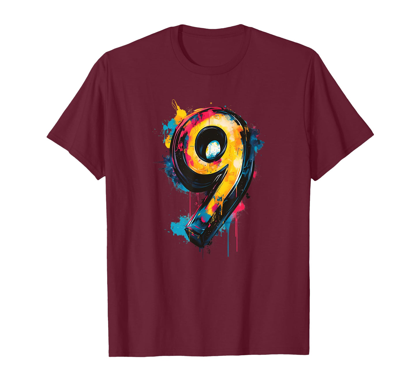 Number 9 9th Birthday Nine Year Old Boys Girls Graffiti T-Shirt