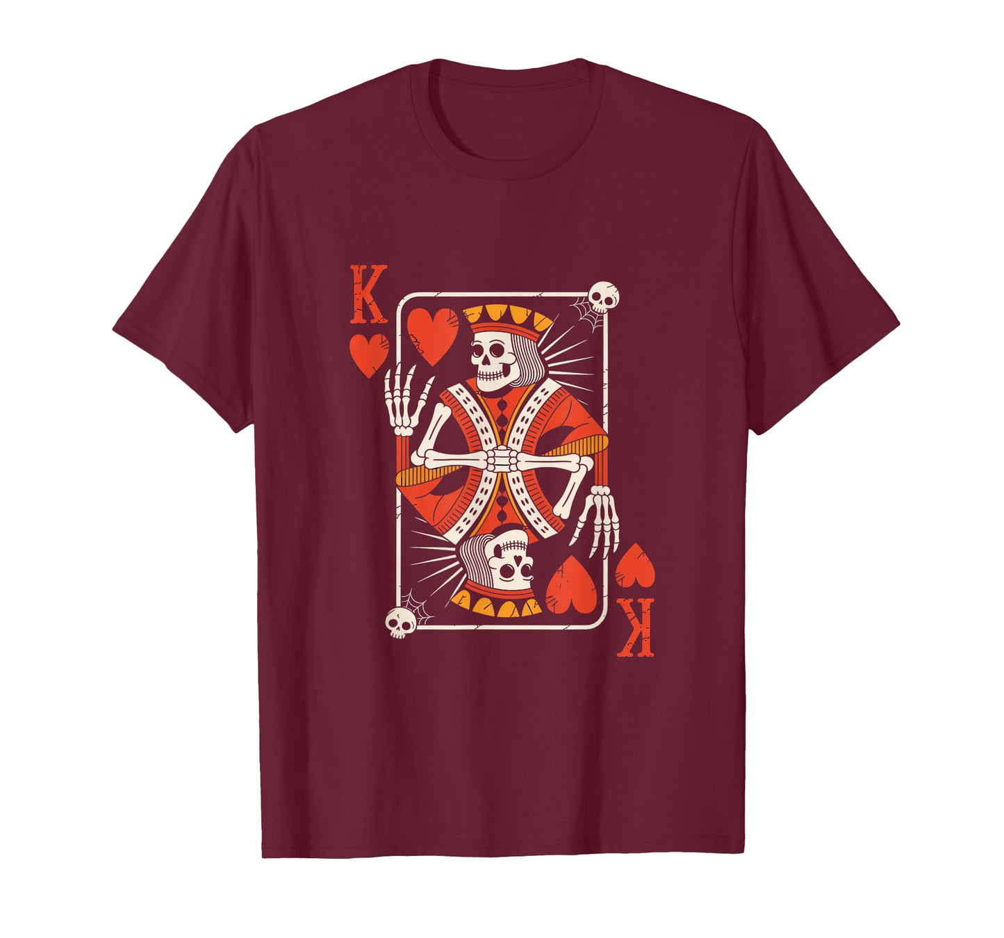 Creepy Skeleton King of Hearts Halloween Playing Card Fun T-Shirt