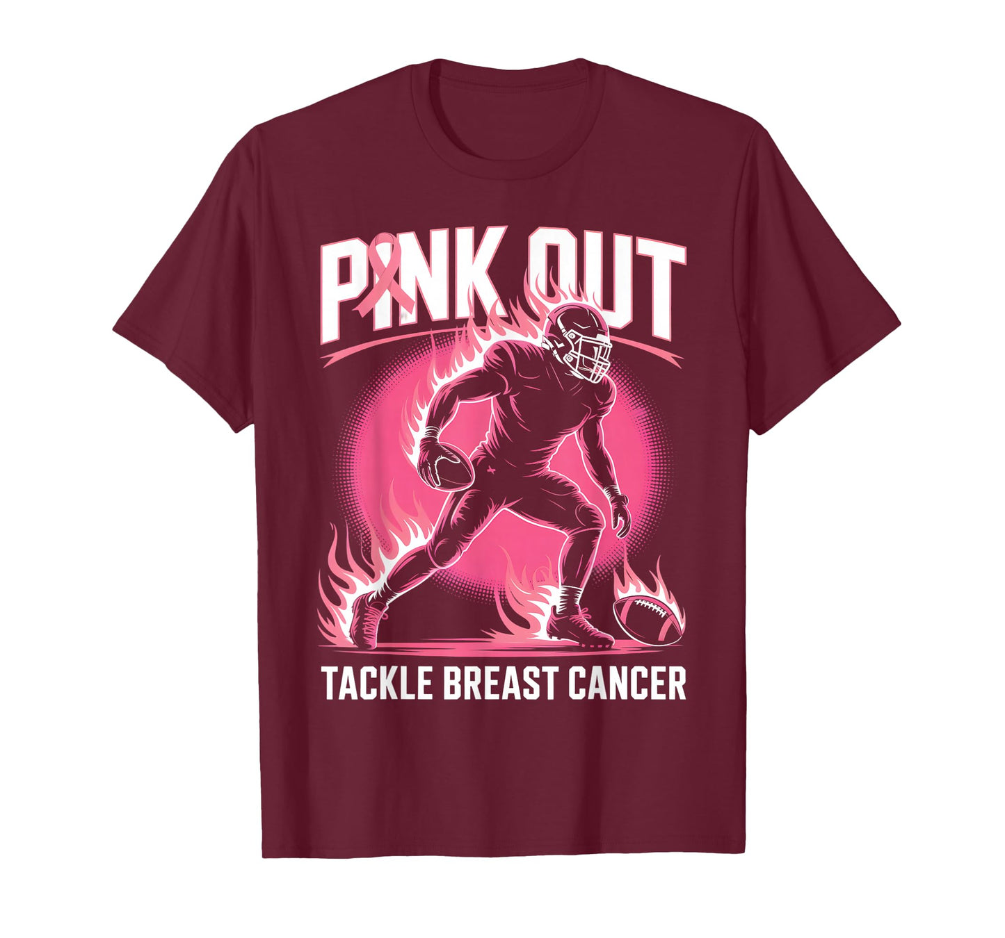 Pink Out Tackle Breast Cancer Team Support American Football T-Shirt