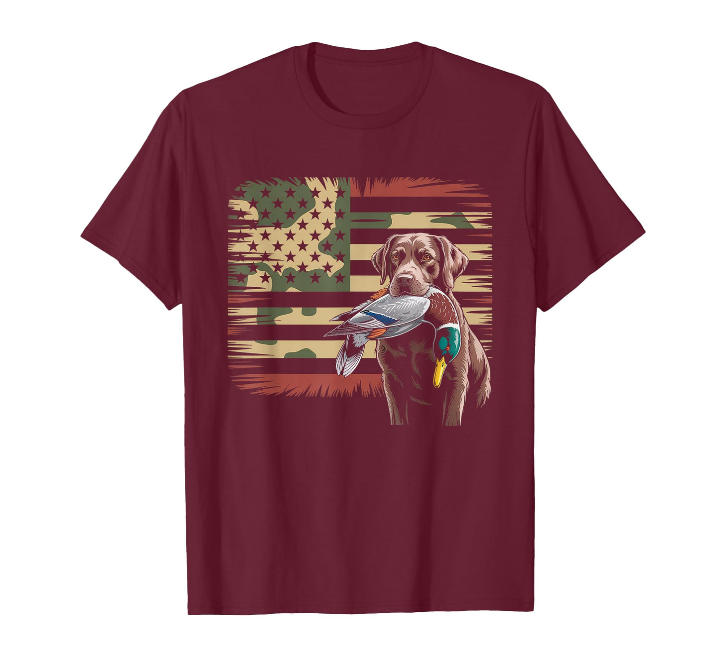 Duck Hunting Labrador American USA Flag Mallard Duck Hunter T-Shirt
