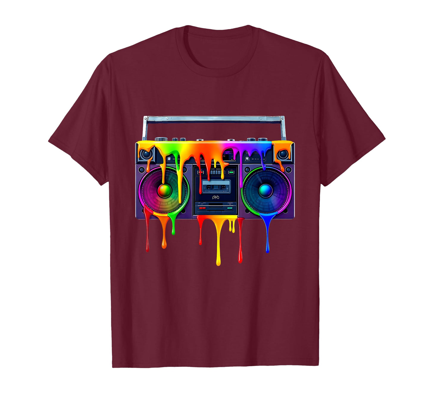 Dripping Paint Boombox Funny Old School 80s Music Hip Hop T-Shirt