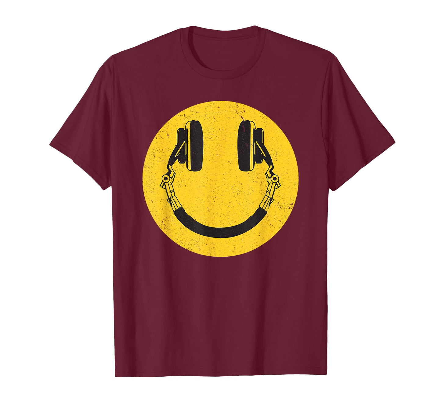 Retro Smile Music Face Headphones 90s Men Women Kids Vintage T-Shirt