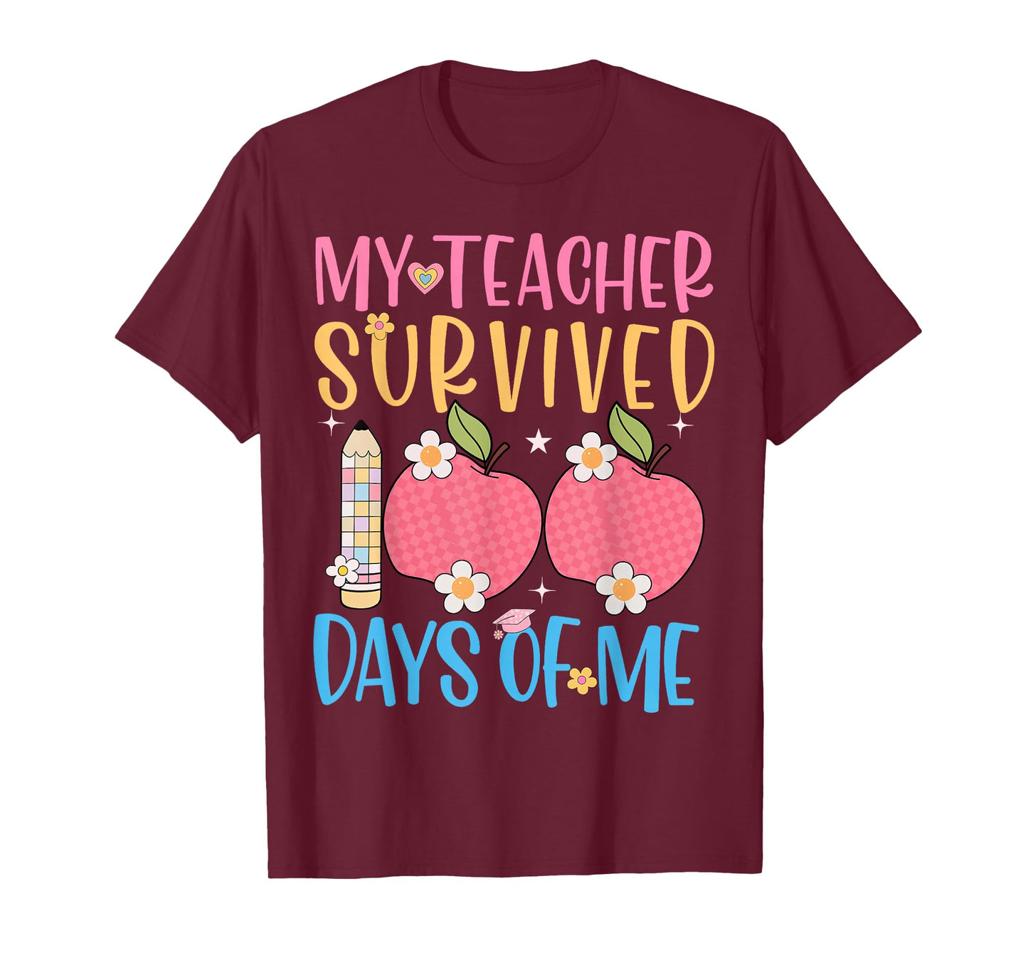 100th Day My Teacher Survived 100 Days of Me Girls Boys Kids T-Shirt