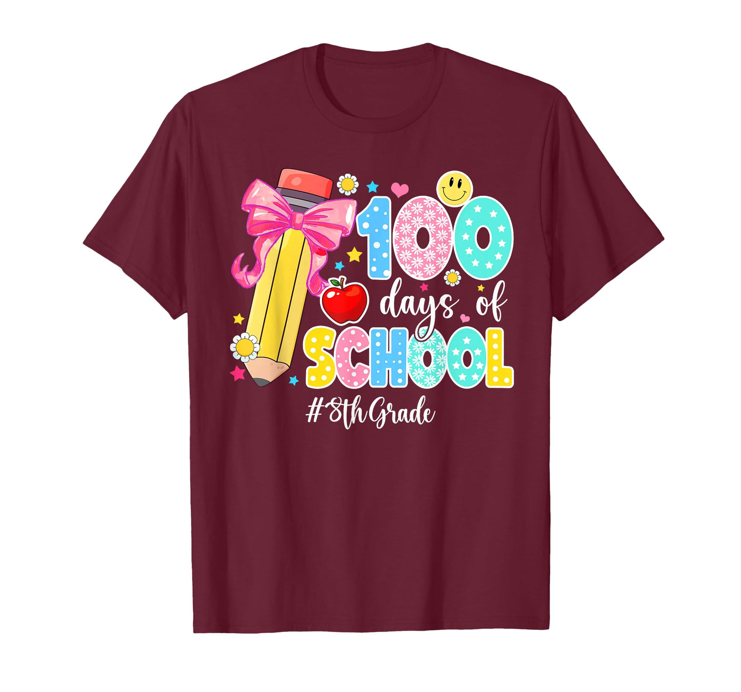 100 Days of School Preppy 100th Day of School 8th Grade T-Shirt