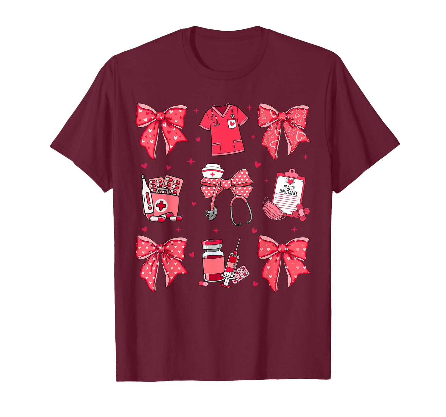 Coquette Bow Stethoscope Valentine RN PCT CNA Nurse Women T-Shirt