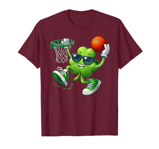 St Patrick Day Basketball Funny Shamrock Boys Kids Toddler T-Shirt