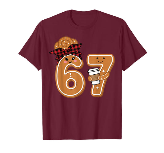 Gingerbread 67 Messy Bun Coffee Christmas Mom T-Shirt