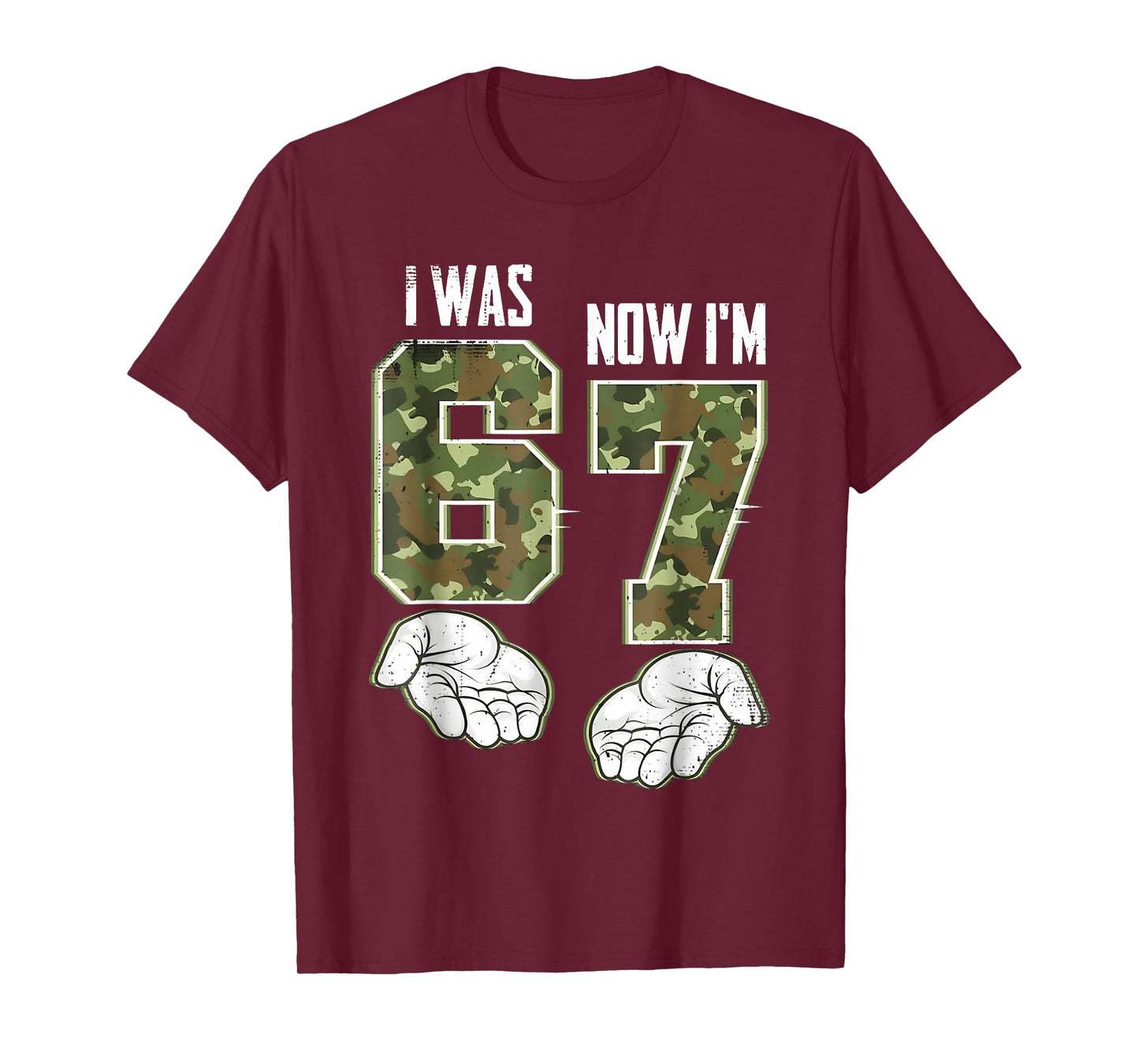 Camo 7 Year Old Birthday I was 6 Now I'm 7 67 Funny Kid Boys T-Shirt