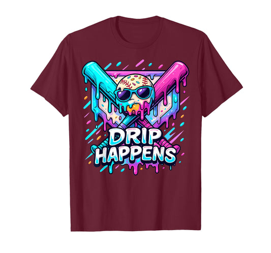 Drip Happens Game Day Baseball Drip for Men Boys Kids Youth T-Shirt