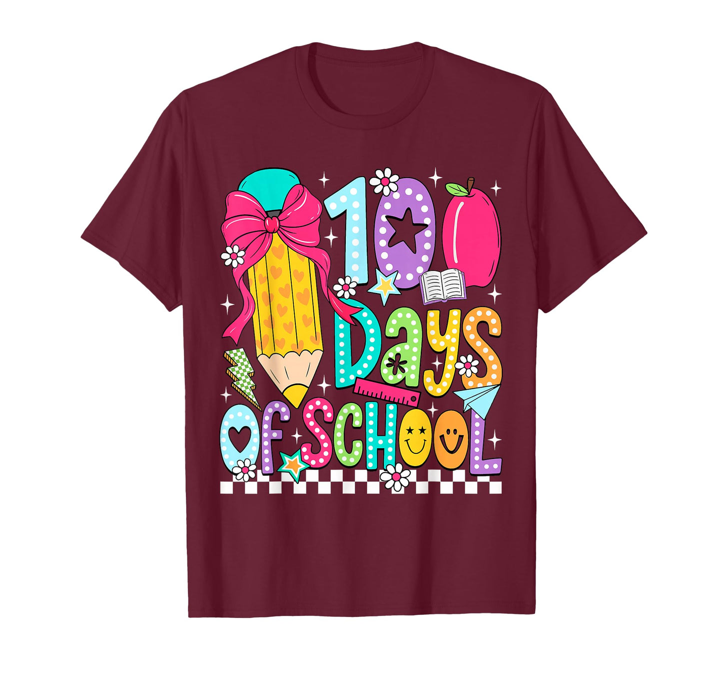 100 Days of School Girls Coquette Bow 100th Day of School T-Shirt