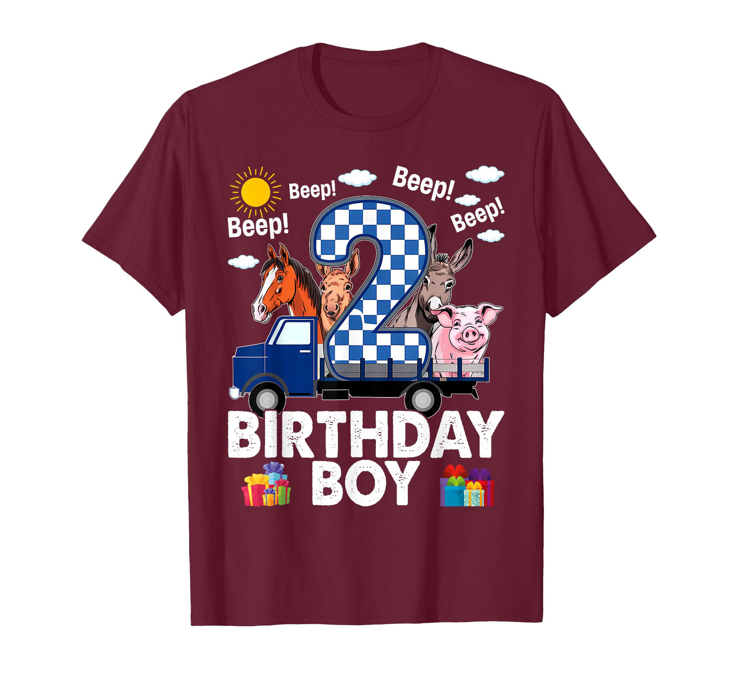 2nd Birthday Boy Little Blue Truck Two Year Old Birthday T-Shirt