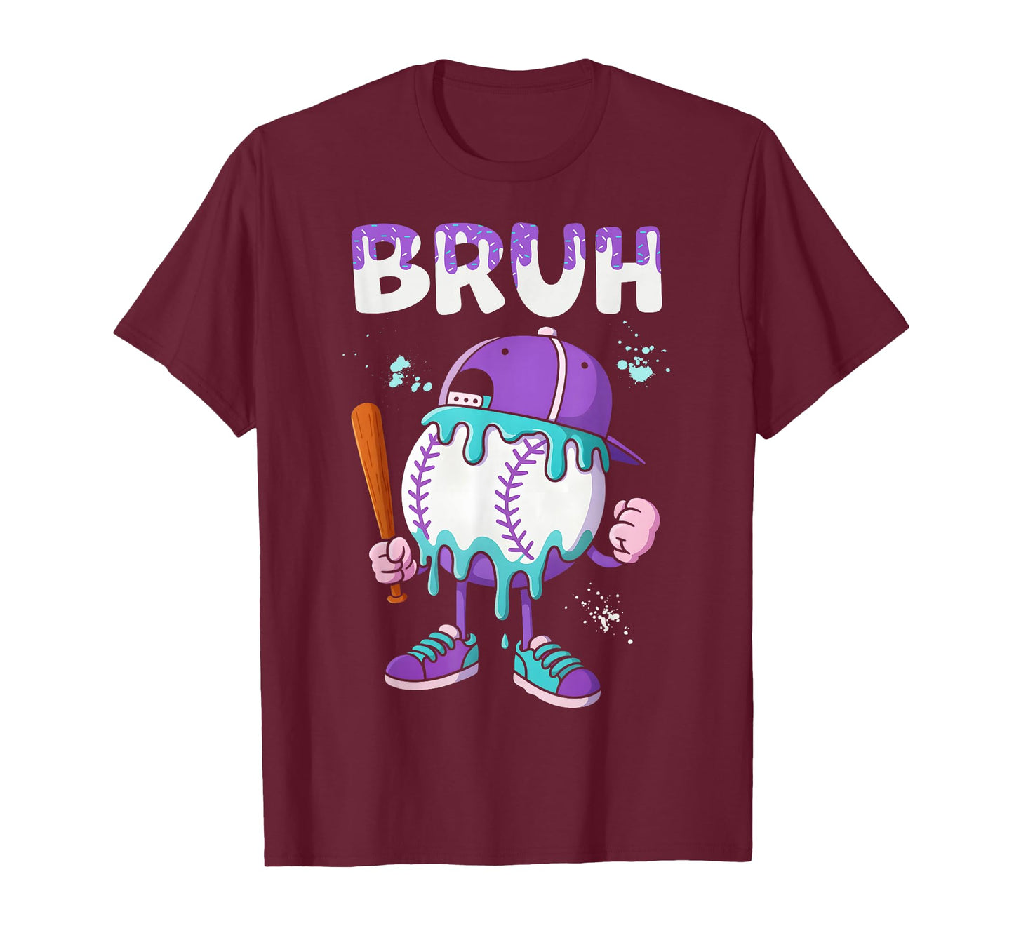 Baseball Ice Cream Drip Youth Bruh Baseball For Girls & Boys T-Shirt