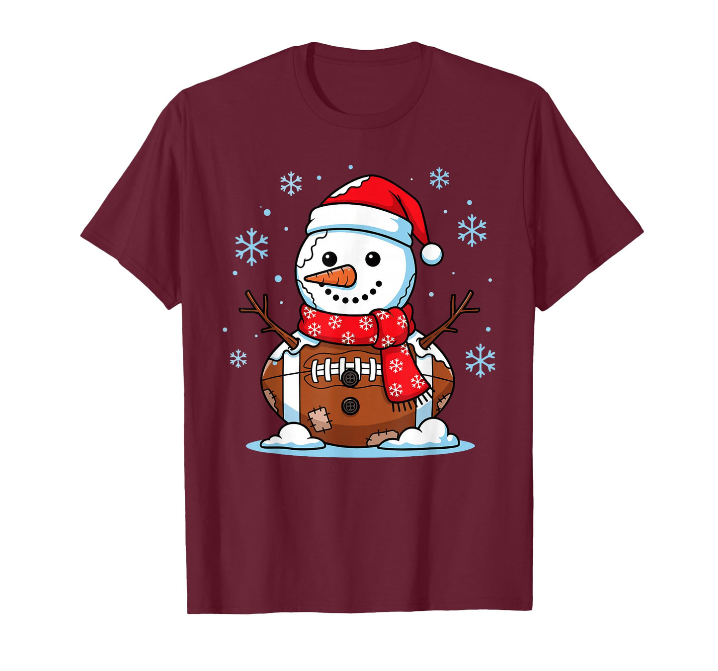 Christmas Football Snowman Kids Football Christmas Men Women T-Shirt