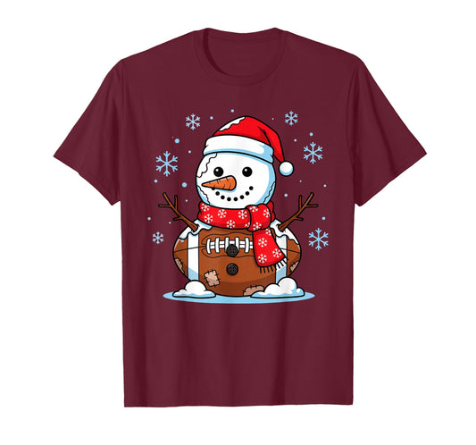 Christmas Football Snowman Kids Football Christmas Men Women T-Shirt
