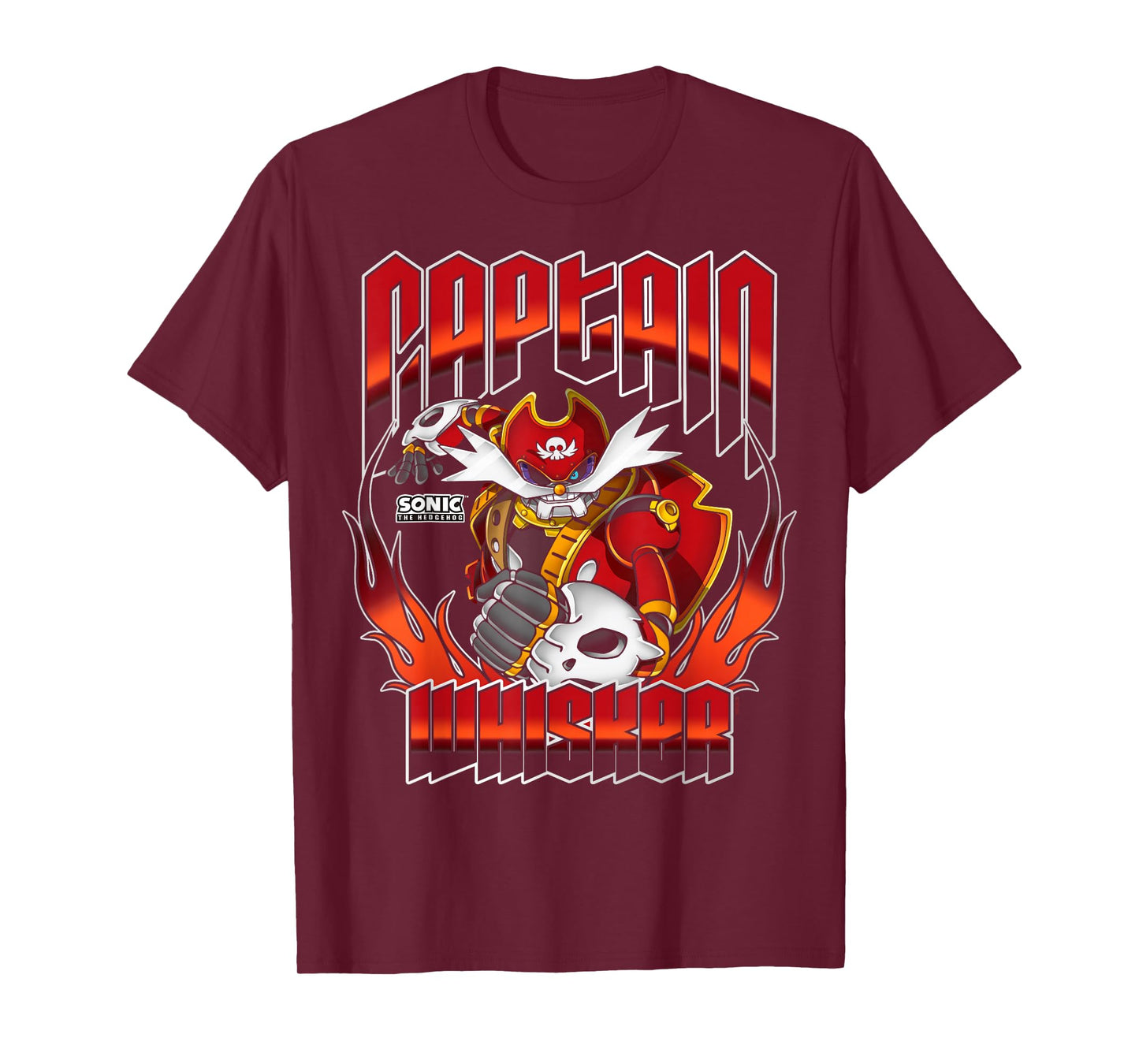 Sonic The Hedgehog Halloween Captain Whisker Fiery Logo T-Shirt