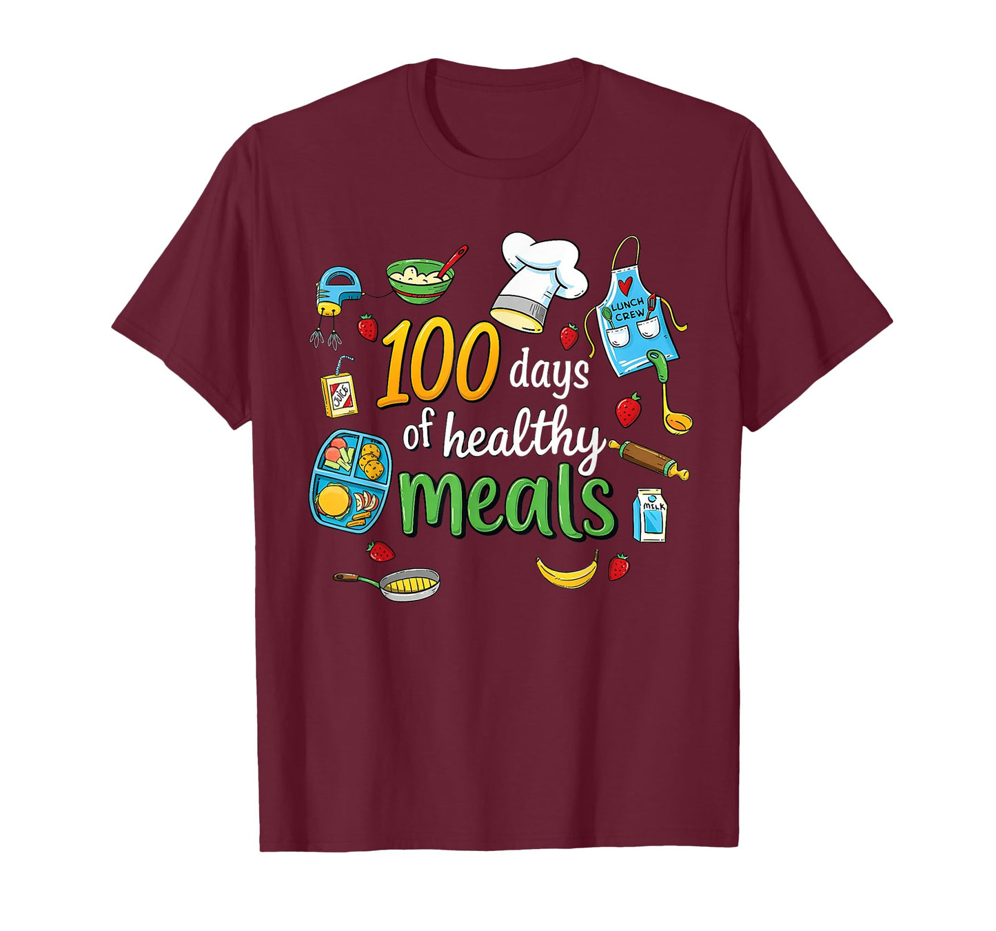 100 Days of Healthy Meals Lunch Lady Shirt School Cafeteria T-Shirt