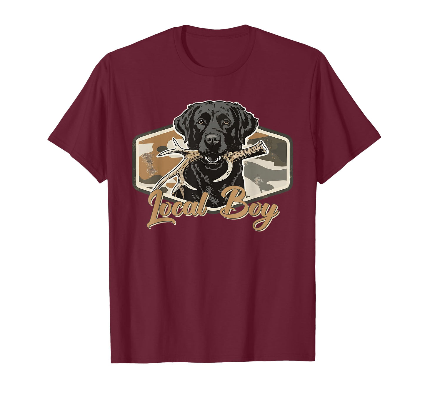 Black Lab Dog Local Southern Boy Camo Duck Hunting Youth Men T-Shirt