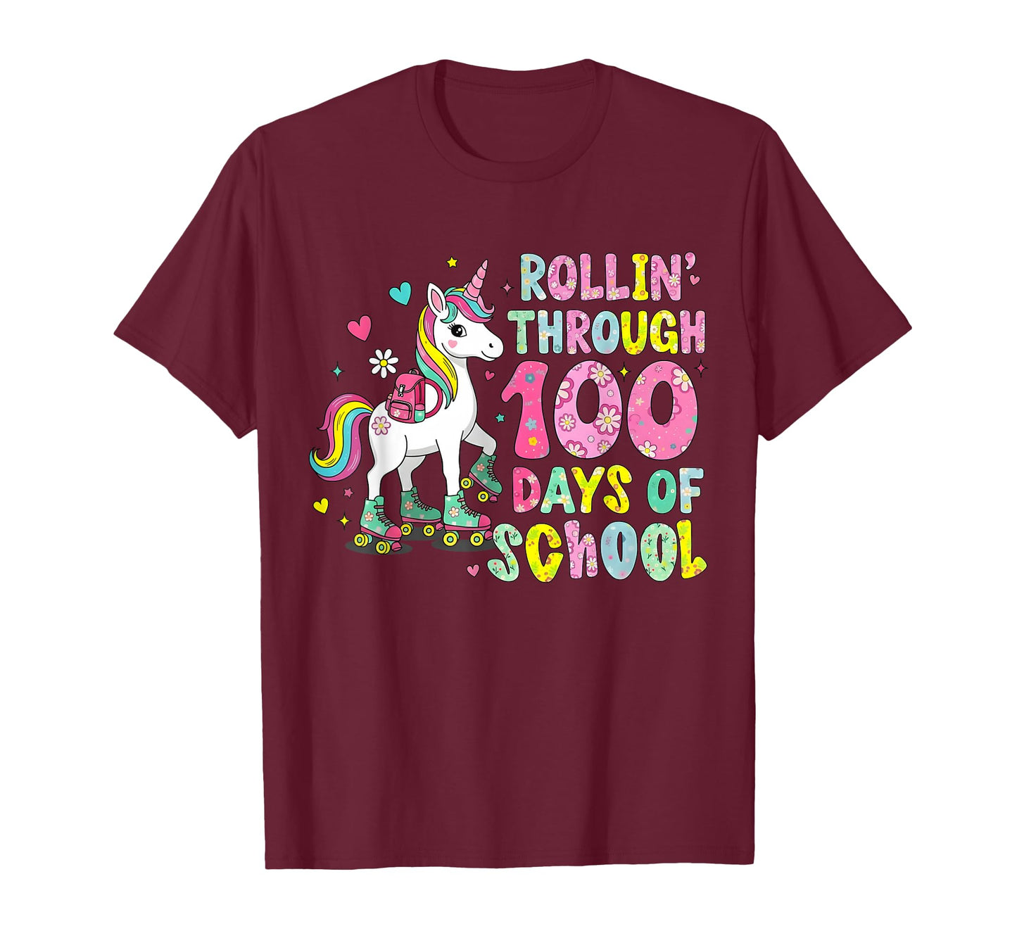 100 Days of School Unicorn 100th Day Smarter Girls Teacher T-Shirt