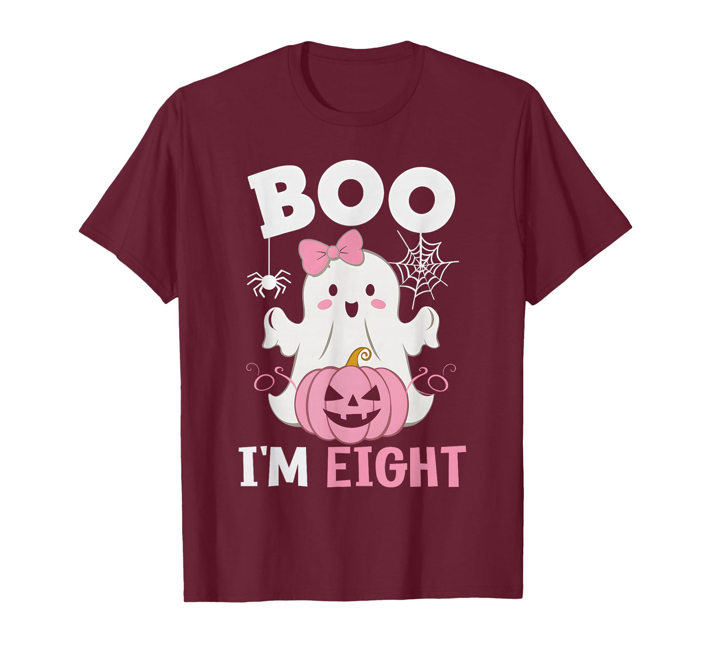 Ghost Boo I'm Eight Year 8th Birthday Girls Halloween Groovy T-Shirt
