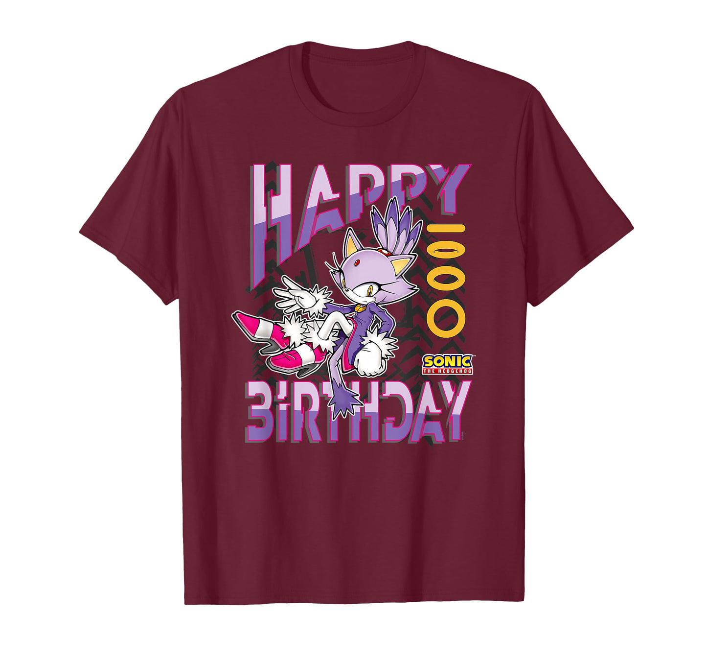 Sonic The Hedgehog Happy Birthday Blaze Grid Chest Poster T-Shirt
