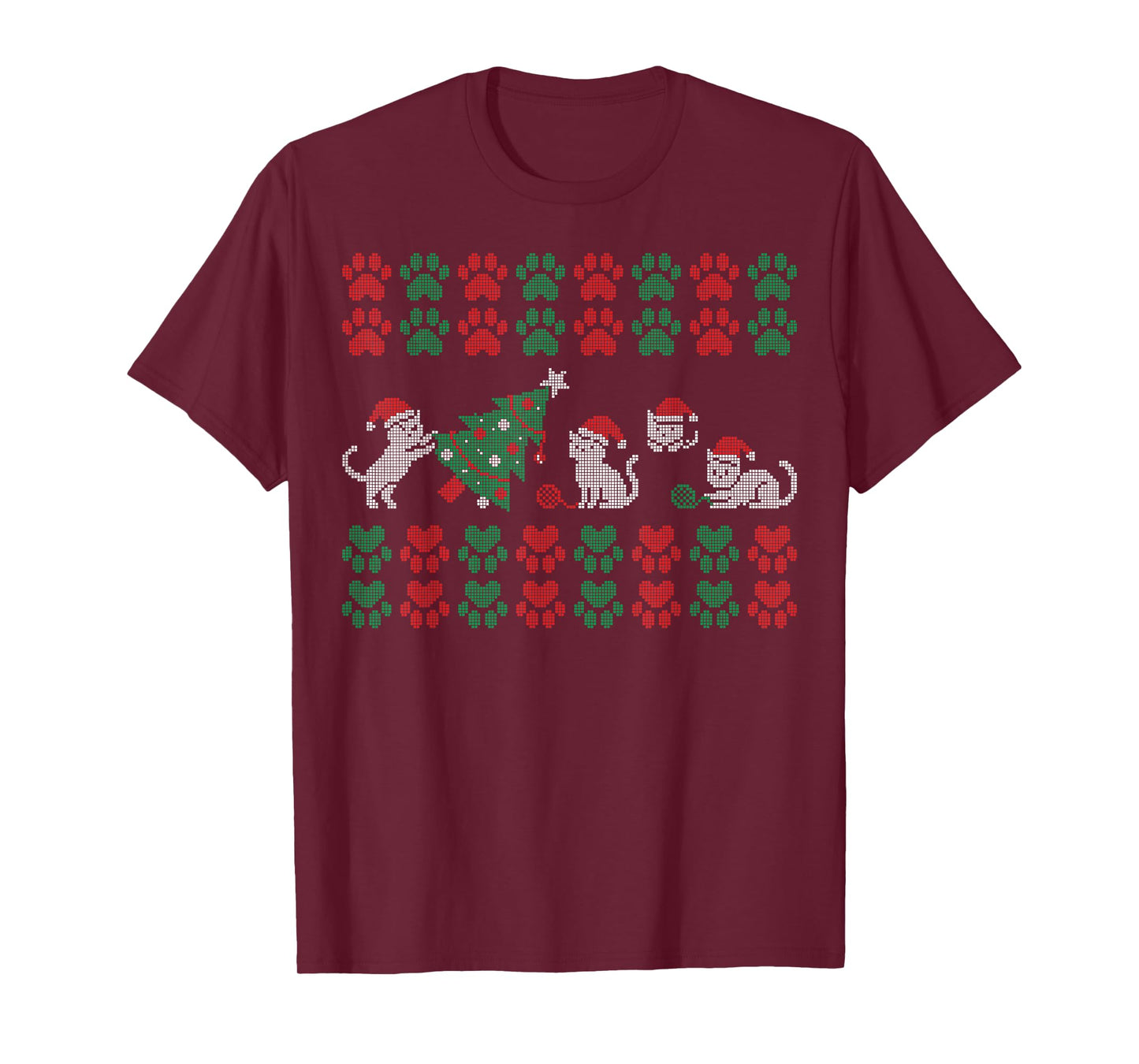 Cat Ugly Sweater Pattern Christmas Knitting T-Shirt