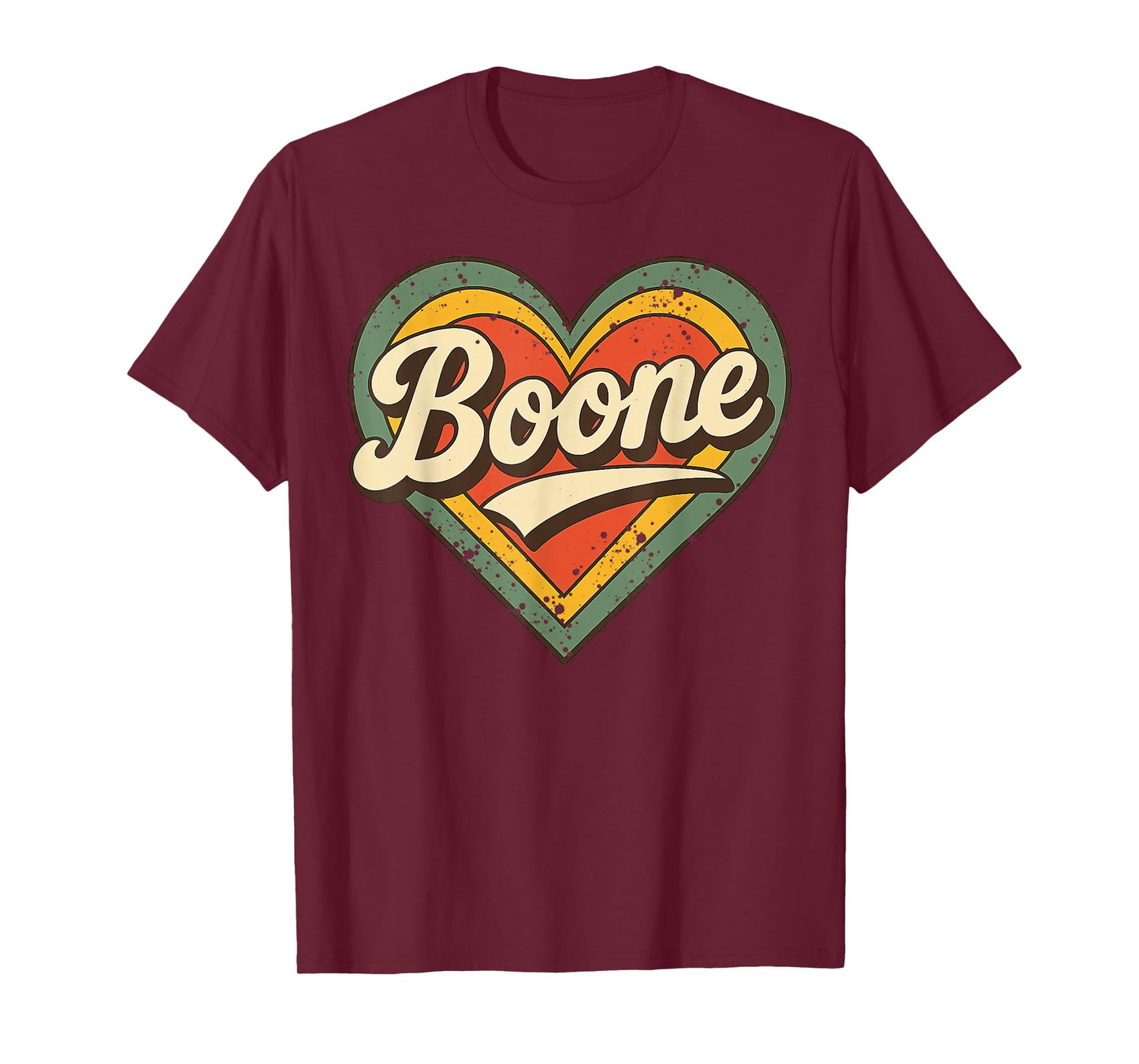 Boone Retro Vintage Heart Love Typography Design T-Shirt