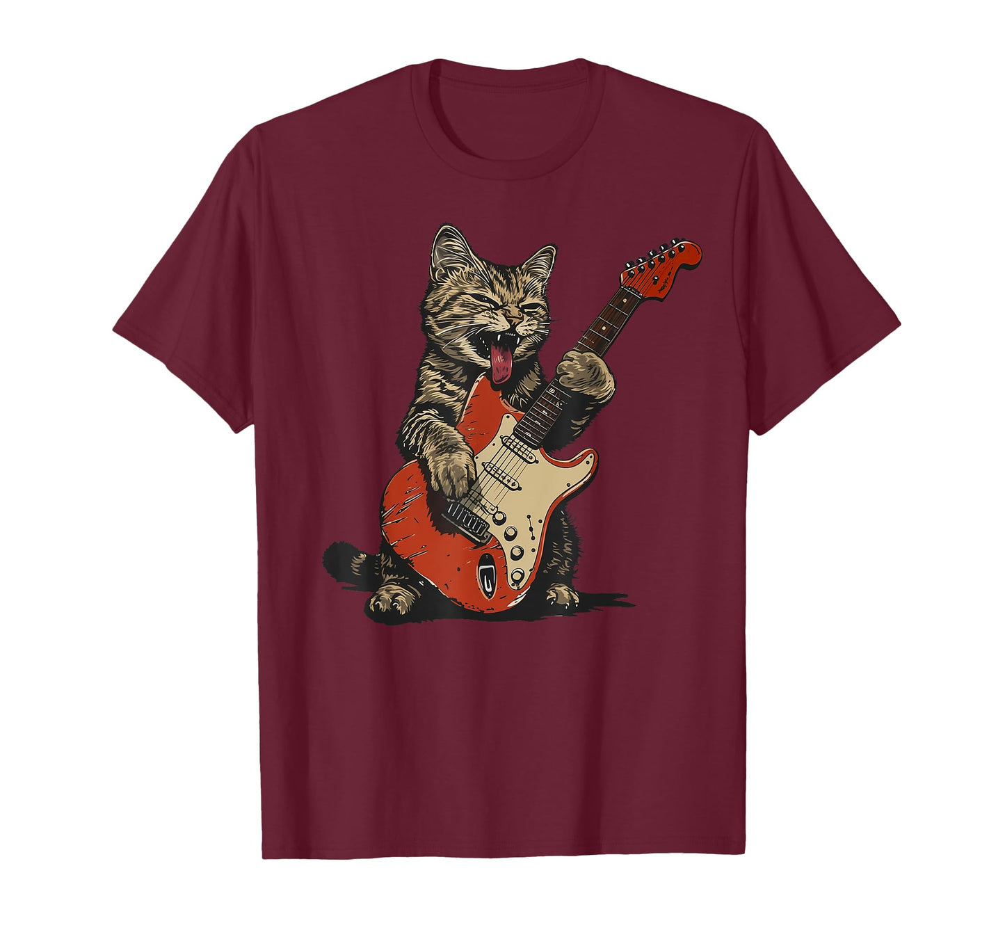 Rock and Roll Guitar Cat Vintage ROCK Guitarist Cat Men Women Girls Kids T-Shirt