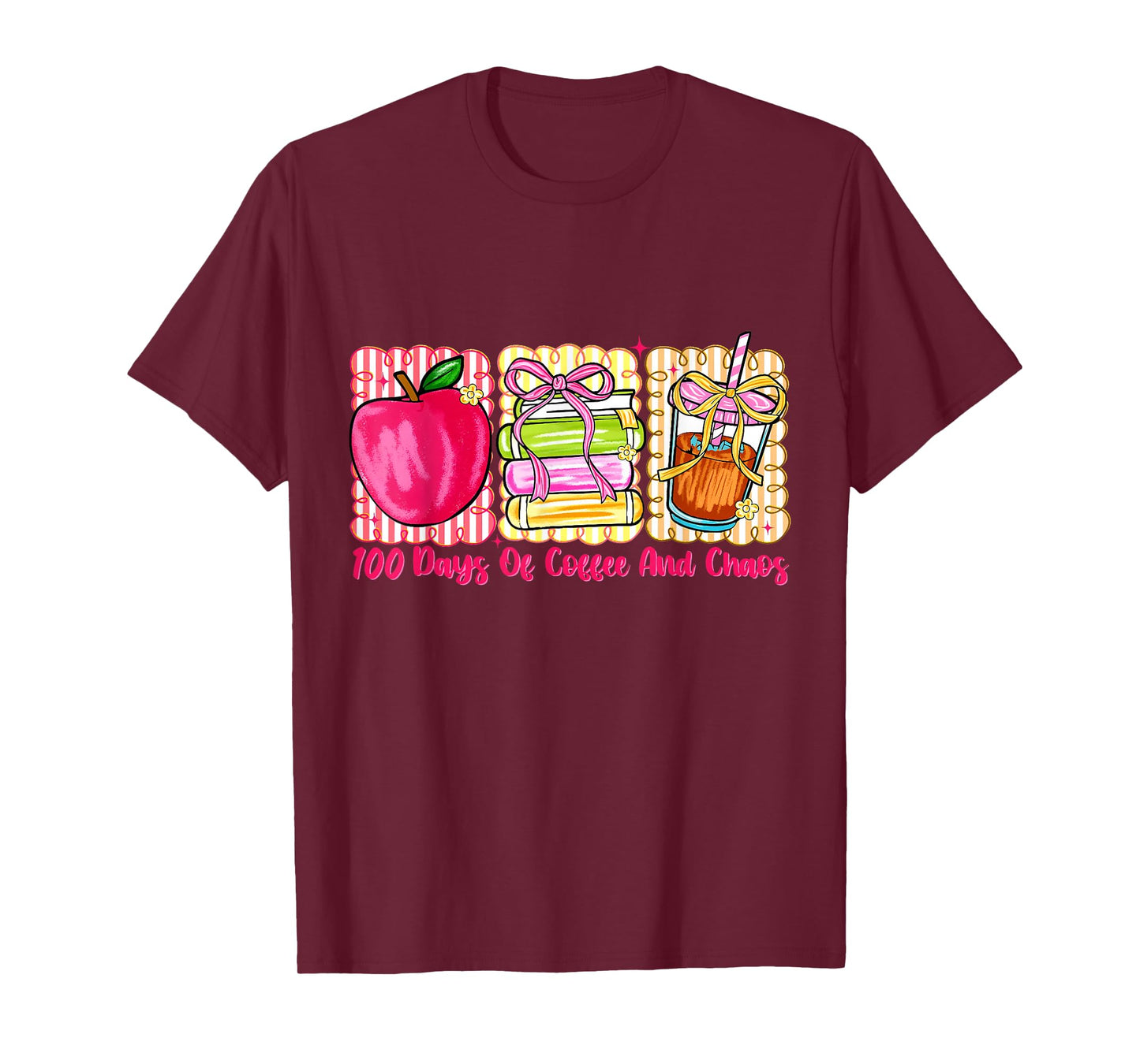 100 Days of Coffee and Chaos Teacher 100 Days of School T-Shirt