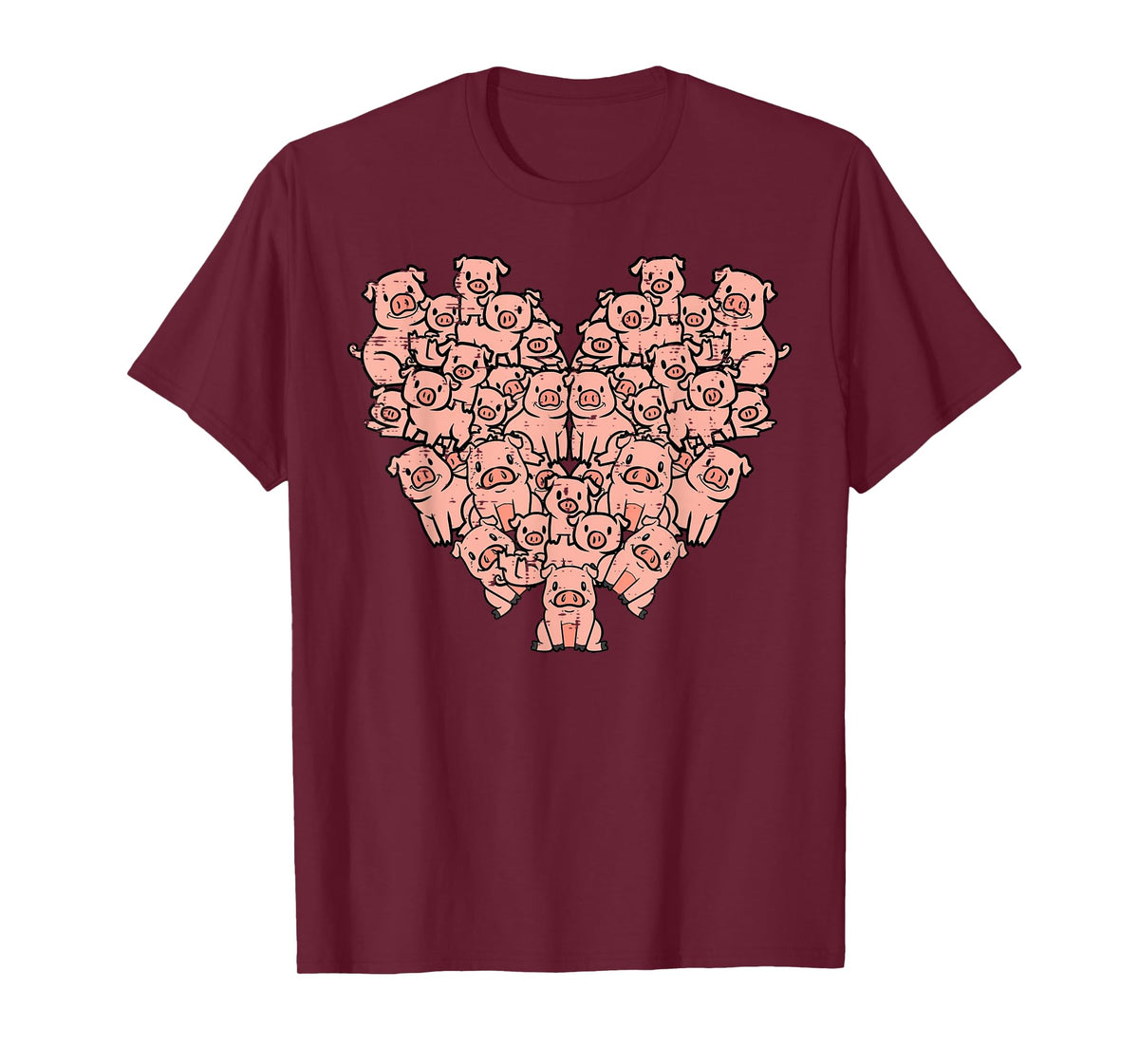 Pigs Heart Shape Cute Love Hog Swine Girls Kids Women Men T-Shirt
