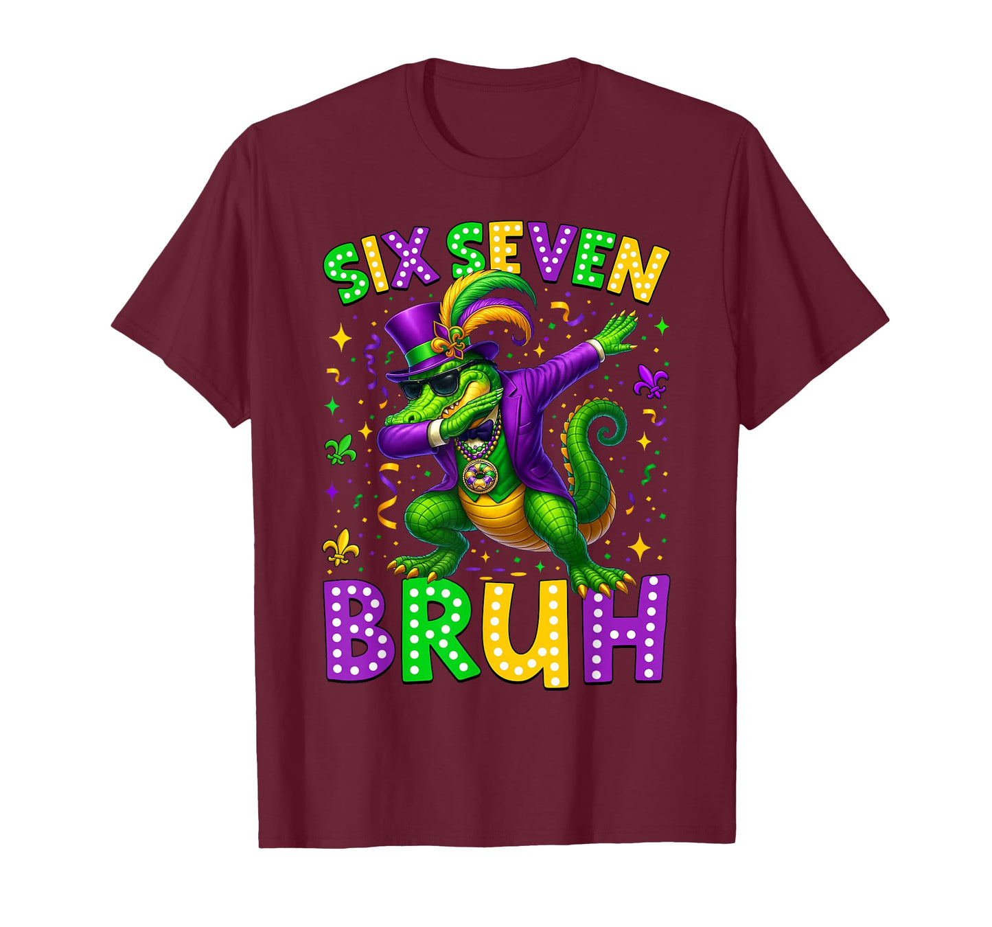 Mardi Gras Six Seven Bruh Dabbing Mardigator Alligator 67 T-Shirt