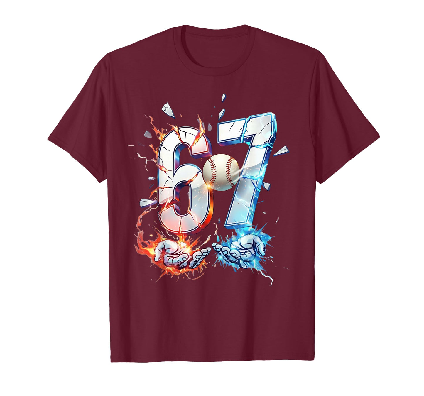 6 7 Baseball Six Seven Meme 67 Hands Funny Kids Men Women T-Shirt