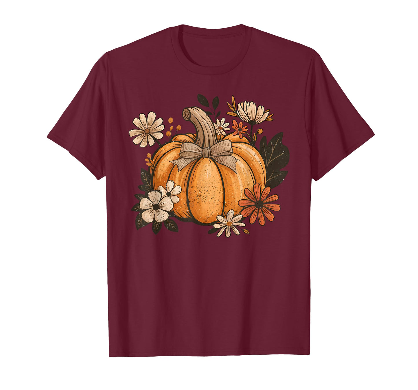 Wildflower Pumpkin Season Thanksgiving Autumn Fall Leaves T-Shirt