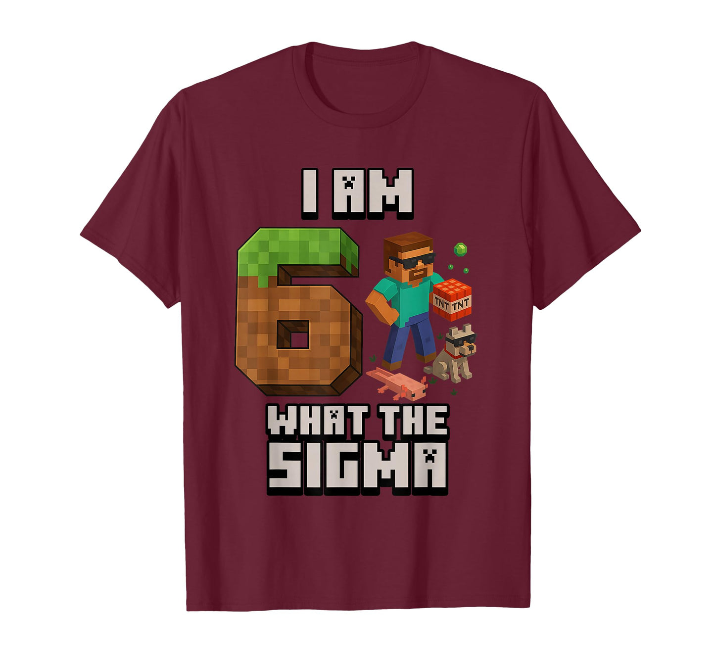6th Birthday What The Sigma Pixel 6 Bday Gamer Boys Kids T-Shirt