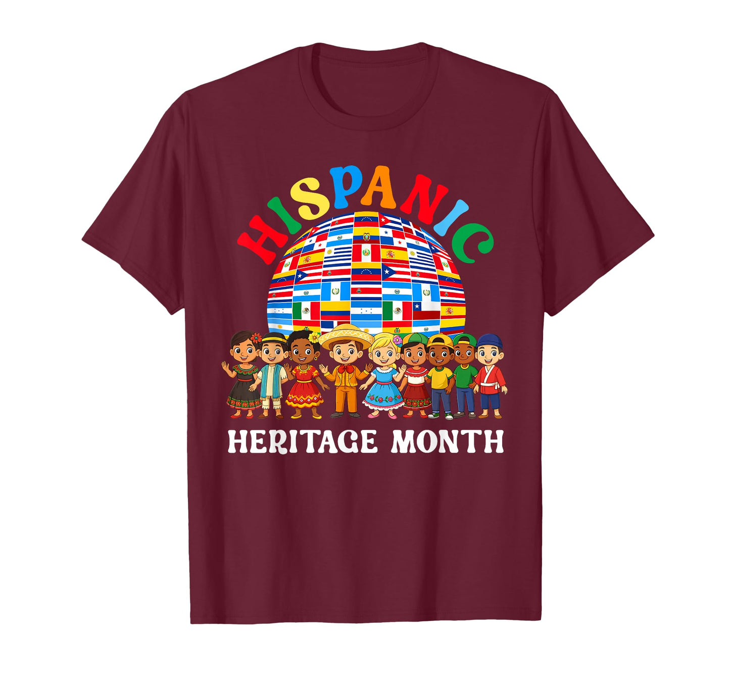 Hispanic Heritage Month All Latin Countries Boys Girls Kids T-Shirt