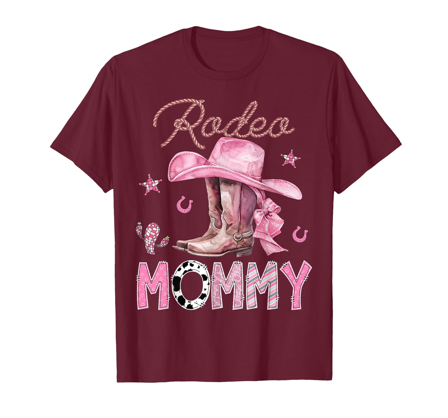 Rodeo Mommy Pink Boots Coquette CowGirl Birthday Party T-Shirt