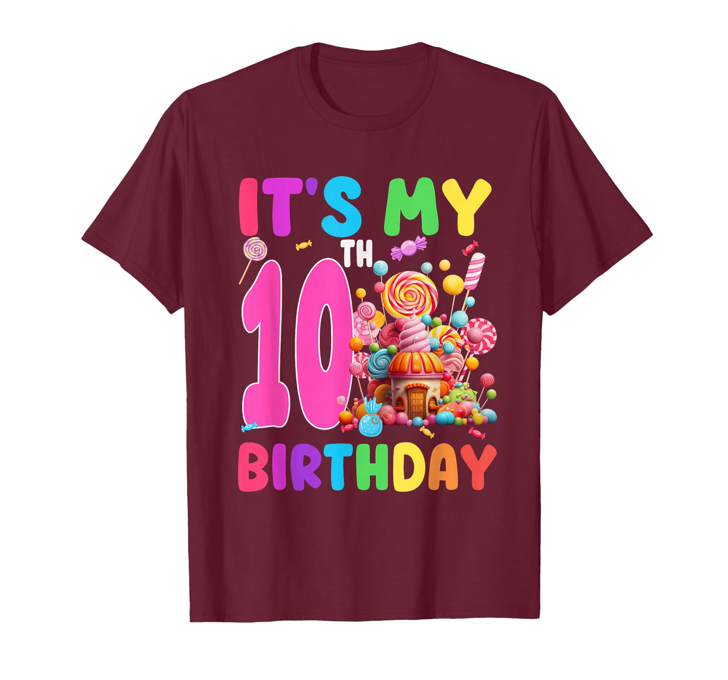 10 Year Old Girl Sweet Candy Theme It's My 10th Birthday T-Shirt