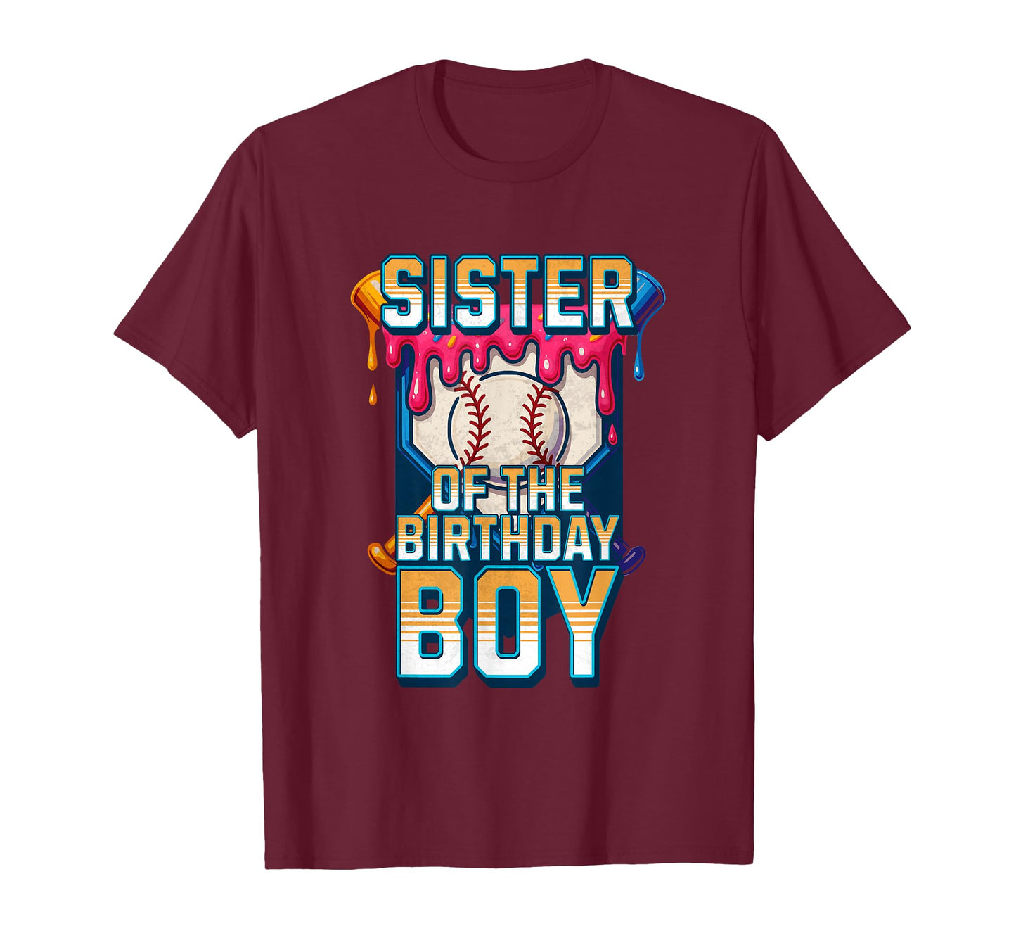 Sister Of The Birthday Boy Baseball Ice Cream Drip Matching T-Shirt