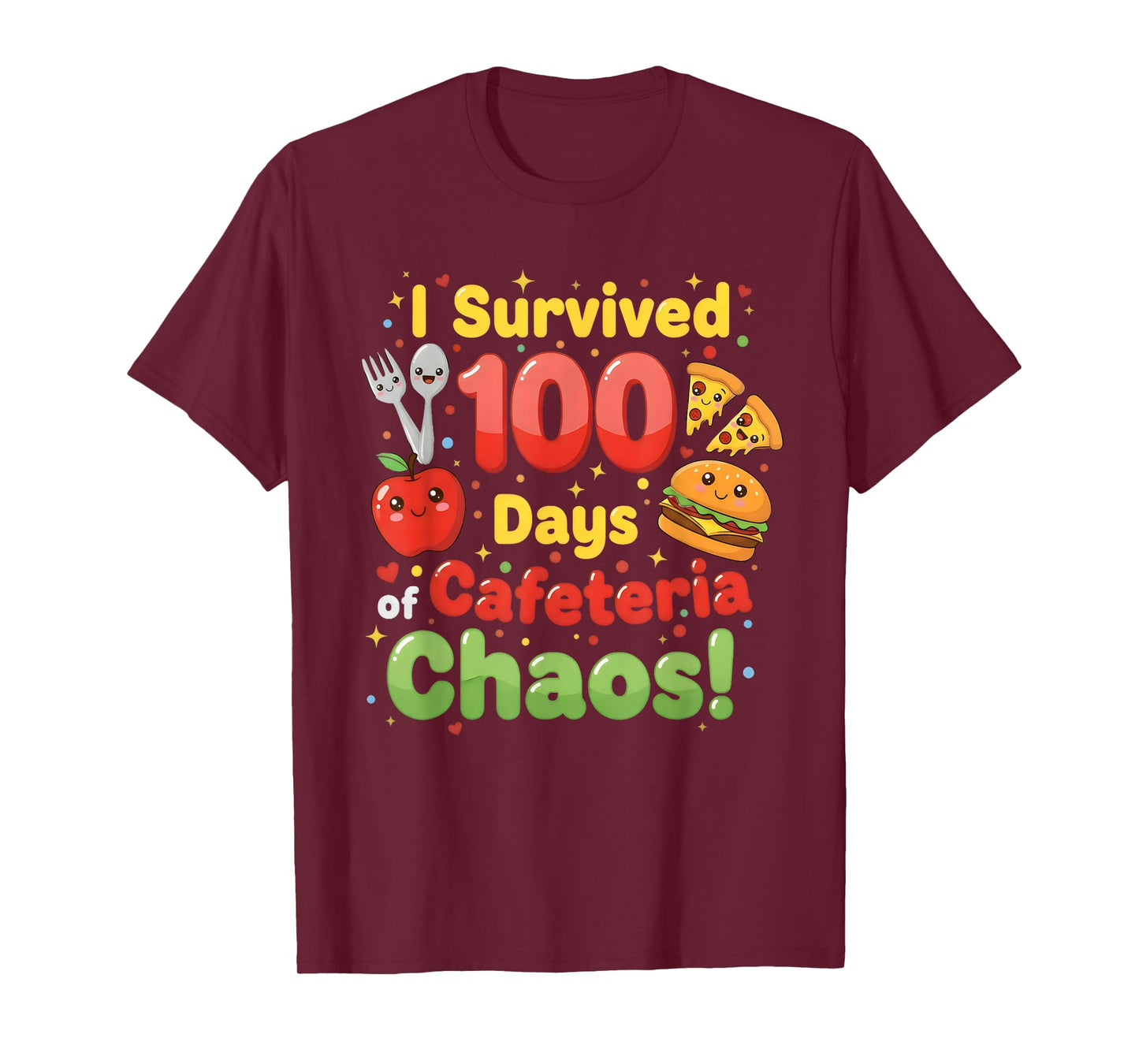 I Survived 100 Days of Cafeteria Chaos Funny Lunch Lady T-Shirt