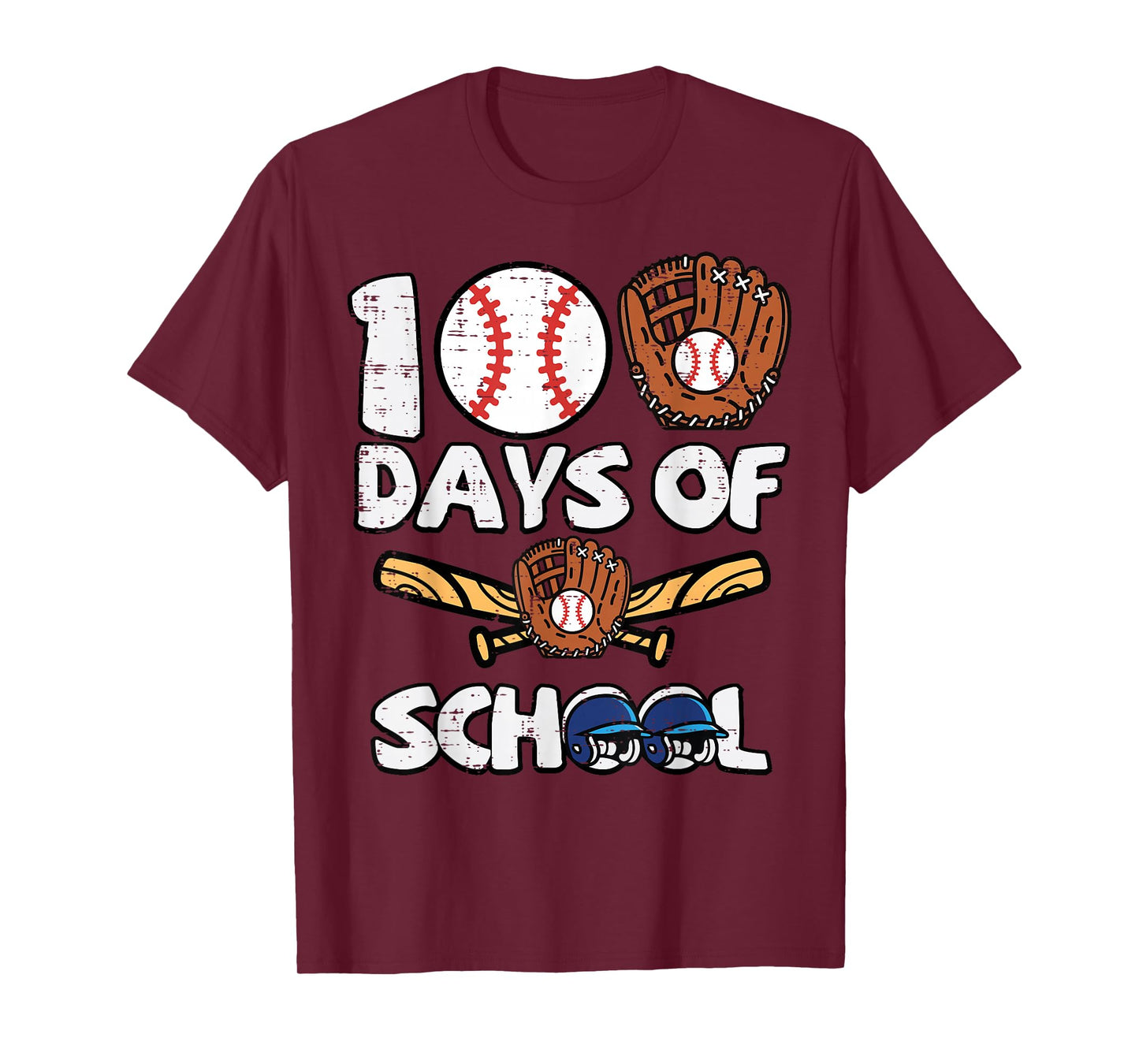 100 Days of School Baseball 100th Day Boys Kids Toddler Men T-Shirt