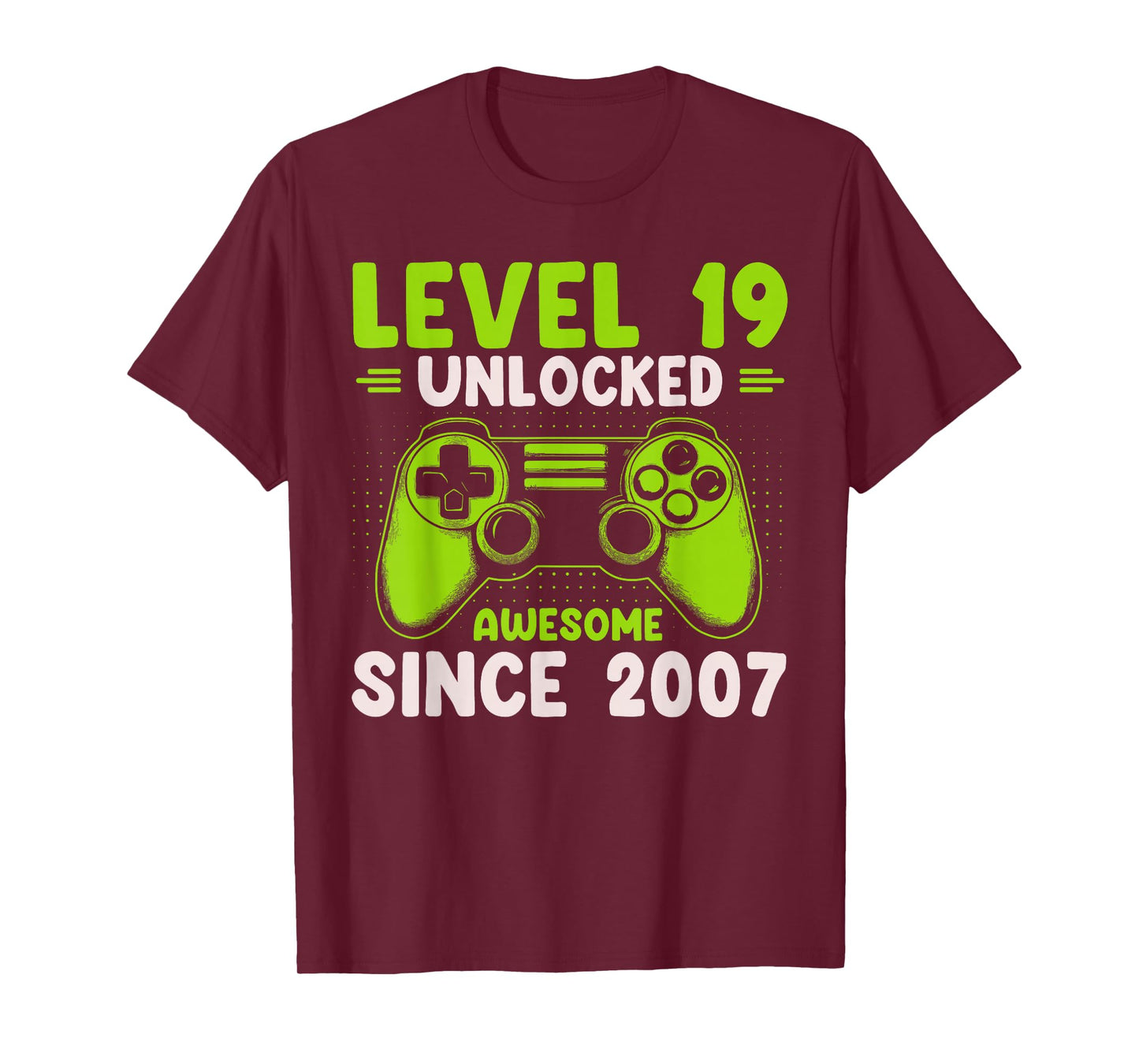 Level 19 Unlocked Awesome Since 2007 19th Birthday Gaming T-Shirt